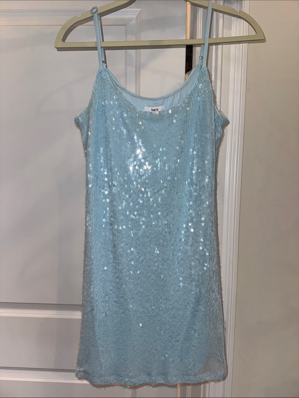 Bar III Pale Blue Sequin Mini Dress